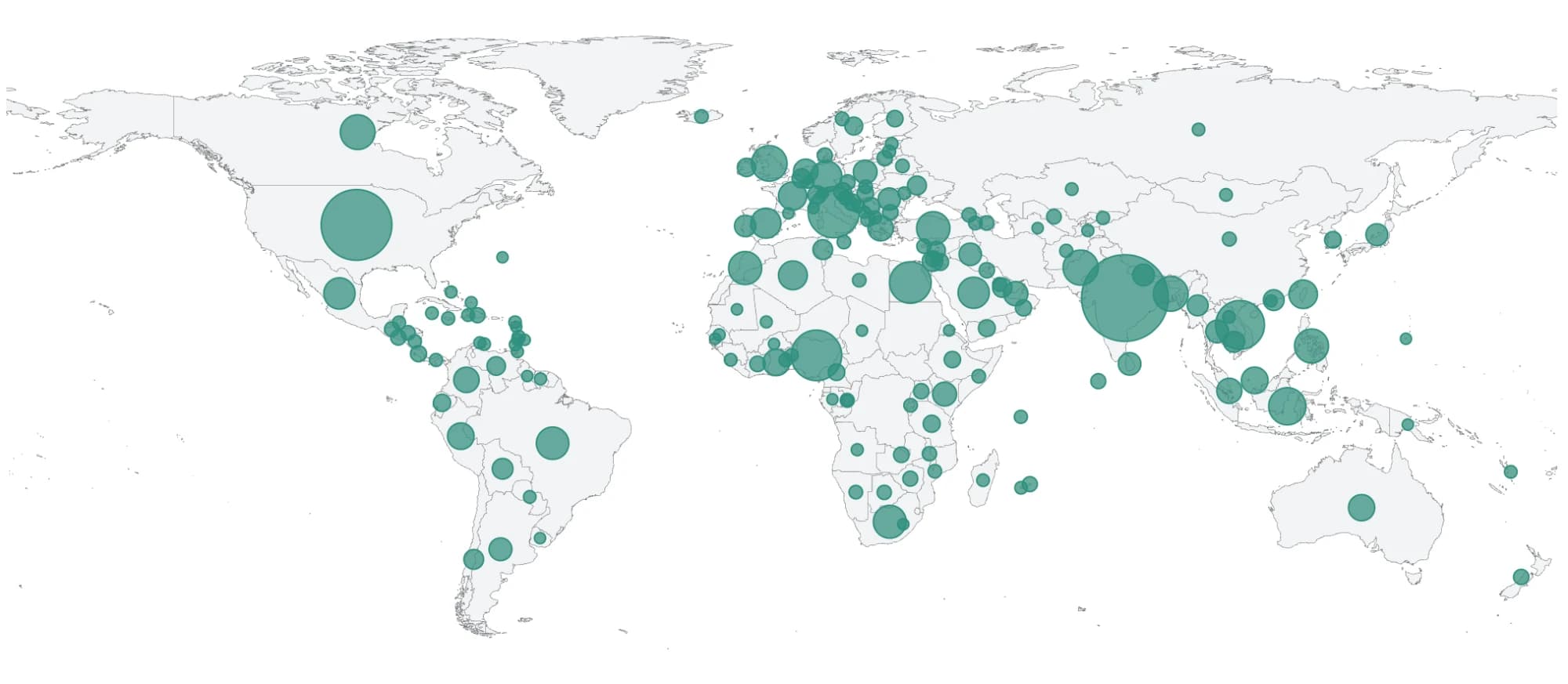 Map of the international distribution of DolceVita Hospitality students across 172 countries.